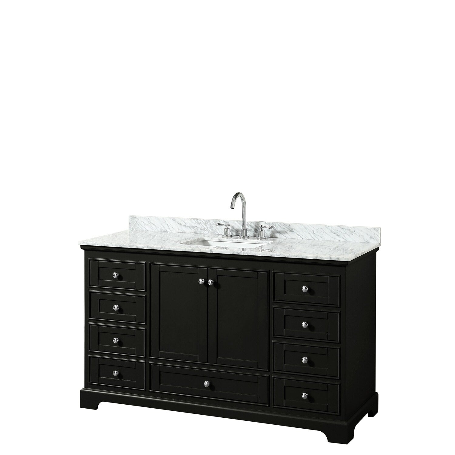 Deborah 60 Inch Dark Espresso Single Vanity Square Sink No Mirror