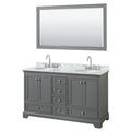 Deborah 60 Inch Dark Gray Double Vanity Oval Sinks 58 Inch Mirror