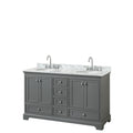 Deborah 60 Inch Dark Gray Double Vanity Oval Sinks No Mirrors