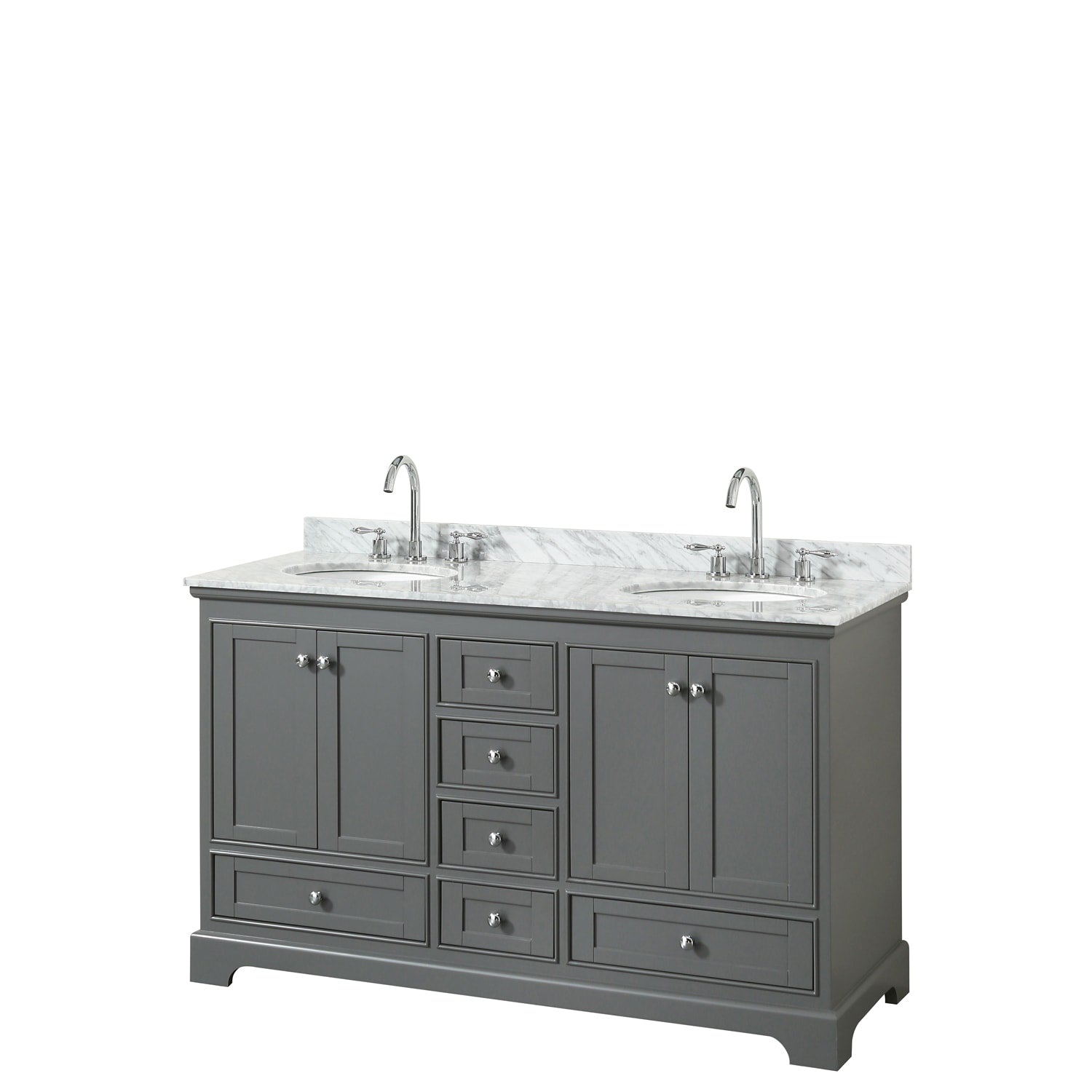 Deborah 60 Inch Dark Gray Double Vanity Oval Sinks No Mirrors