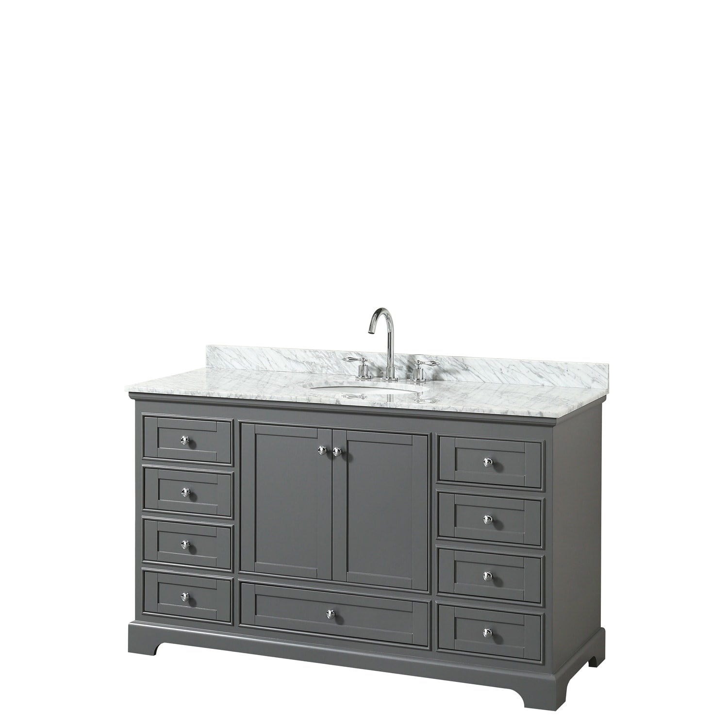 Deborah 60 Inch Dark Gray Single Vanity Oval Sink No Mirror