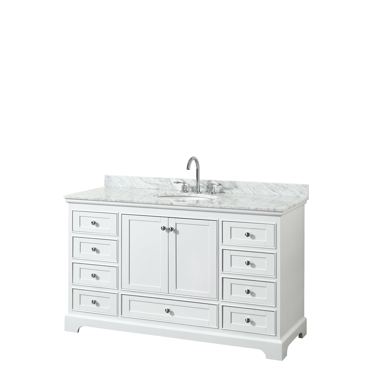 Deborah 60 Inch White Single Vanity Oval Sink No Mirror