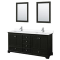 Deborah 72 Inch Double Vanity Cultured Marble Top 24 Inch Mirrors