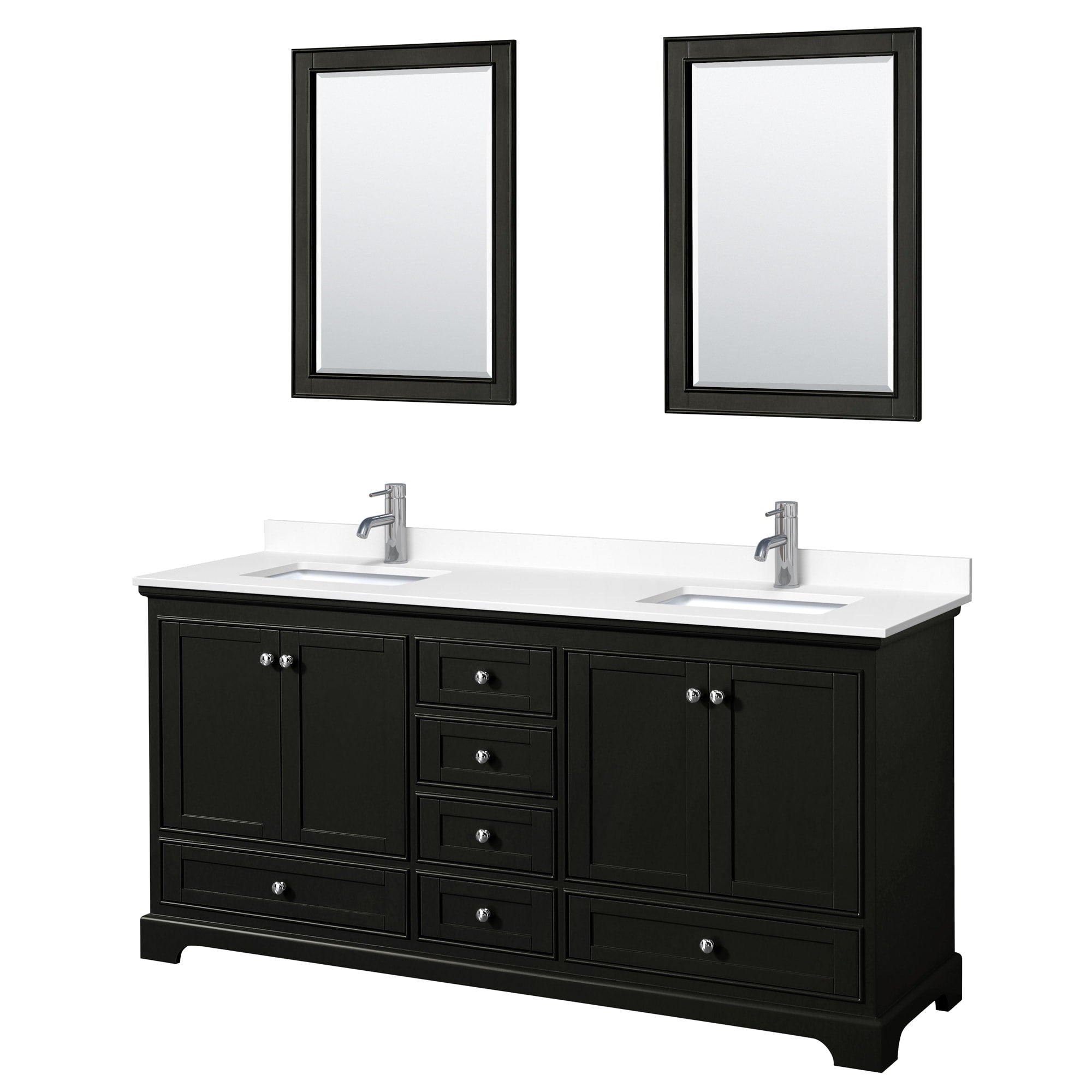 Deborah 72 Inch Double Vanity Cultured Marble Top 24 Inch Mirrors