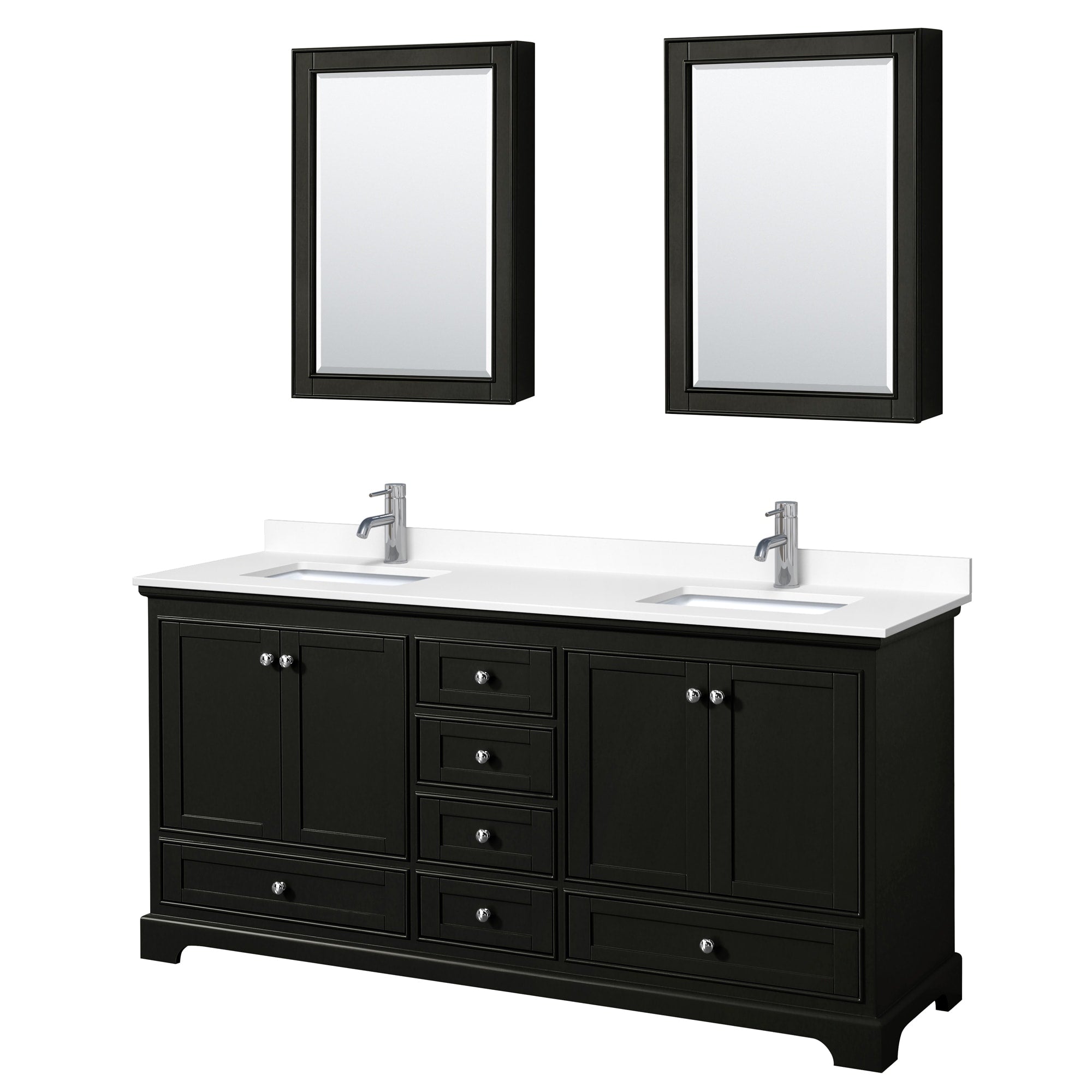 Deborah 72 Inch Double Vanity Cultured Marble Top Medicine Cabinets