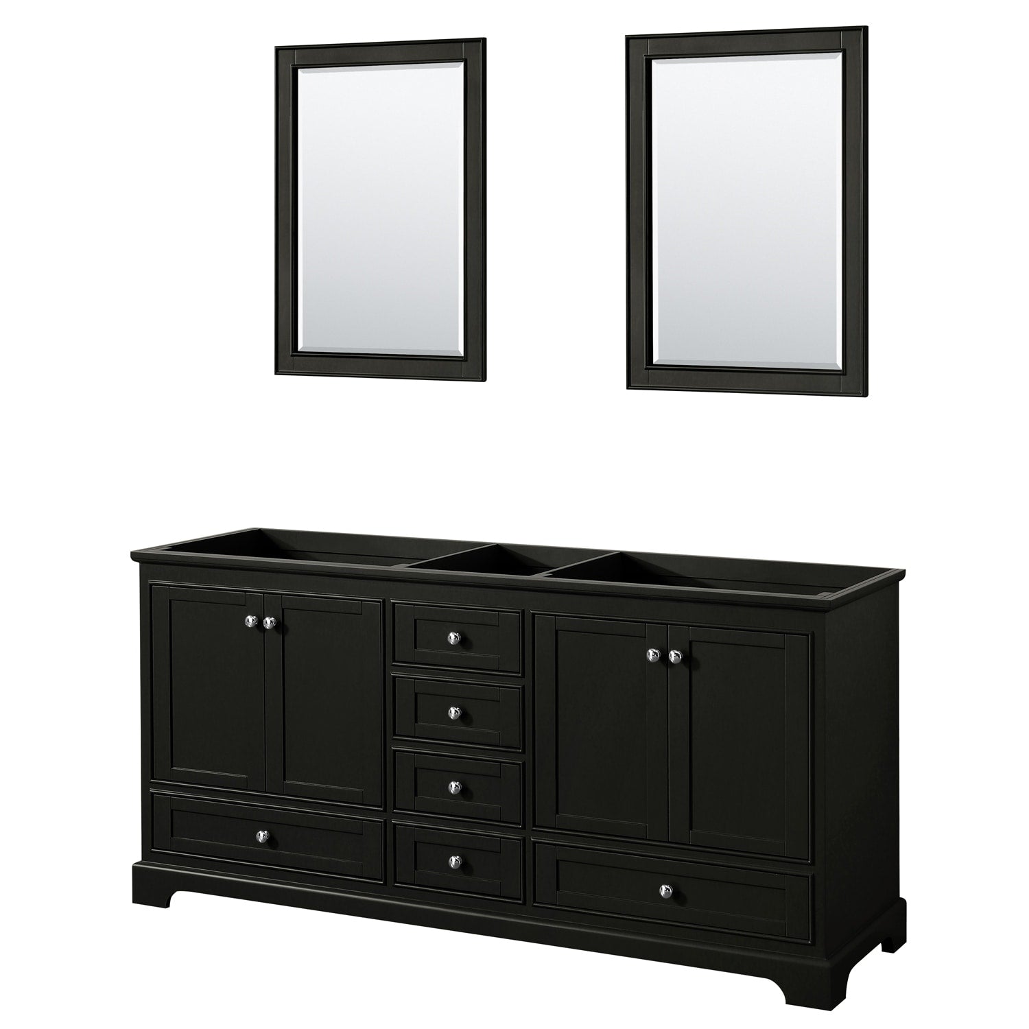 Deborah 72 Inch Dark Espresso Double Vanity Cabinet 24 Inch Mirrors