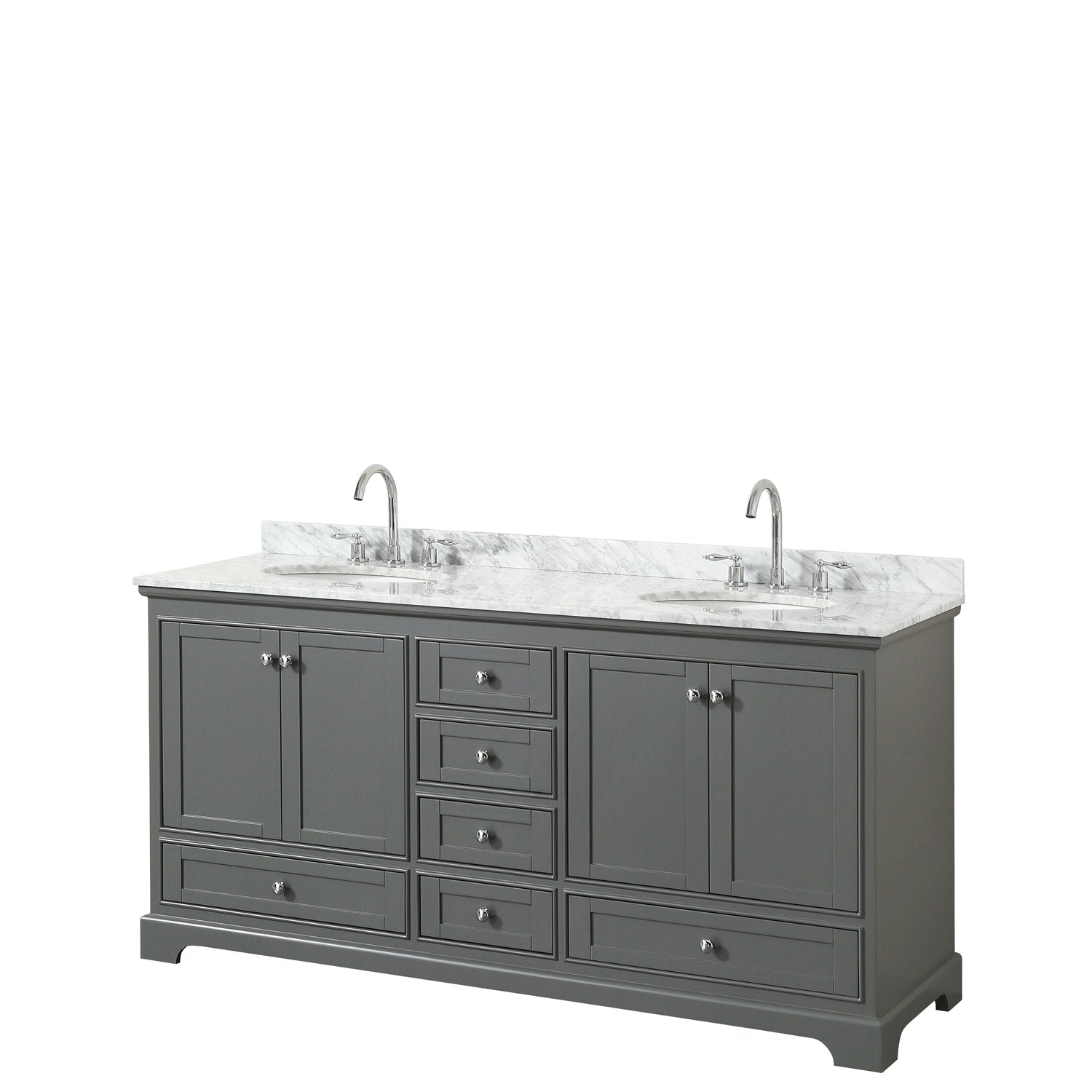 Deborah 72 Inch Dark Gray Double Vanity Oval Sinks No Mirrors
