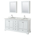 Deborah 72 Inch White Double Vanity Oval Sinks Med Cabs