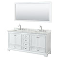 Deborah 72 Inch White Double Vanity Square Sinks 70 Inch Mirror