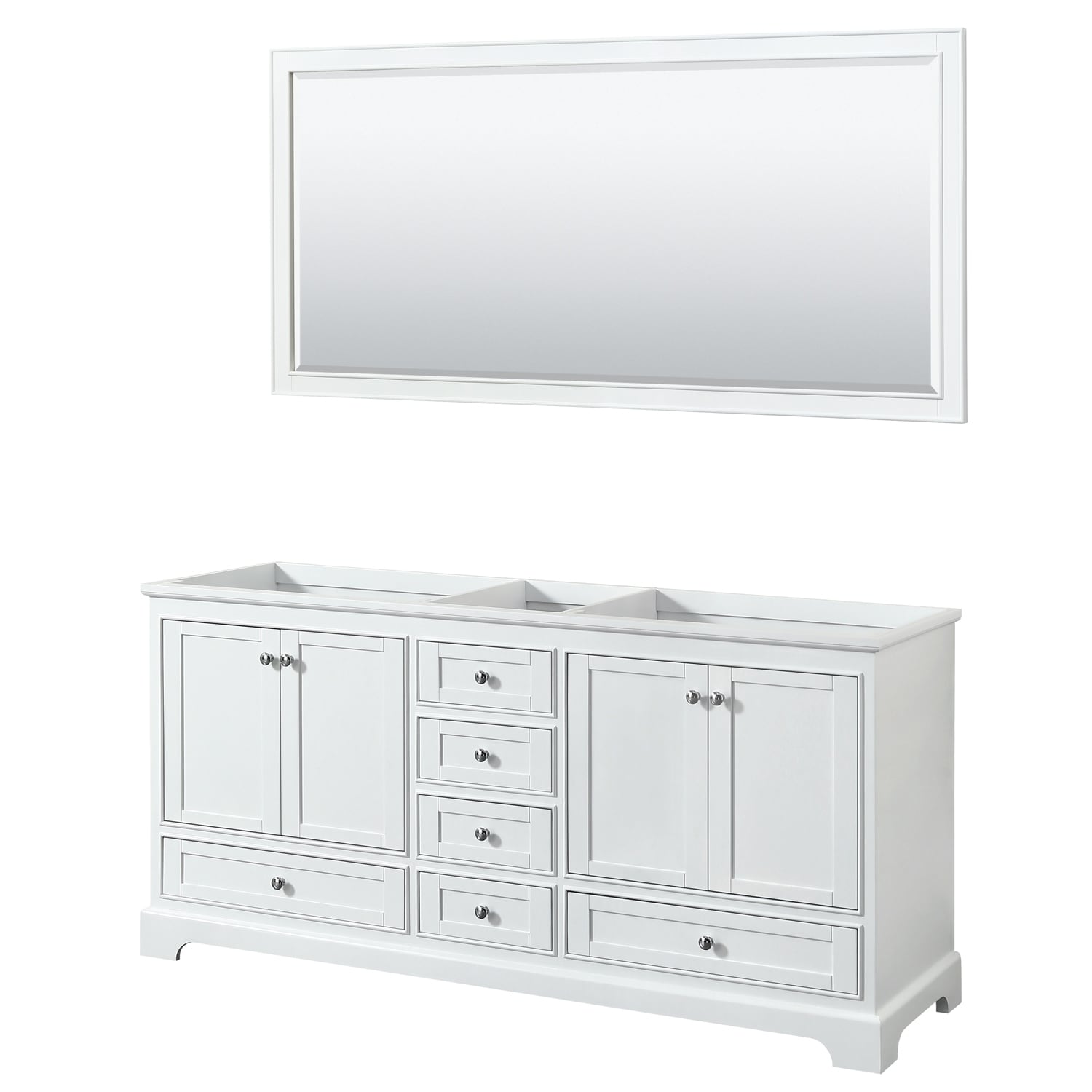 Deborah 72 Inch White Double Vanity Cabinet 70 Inch Mirror