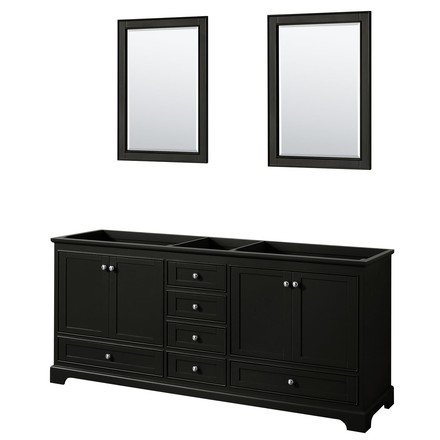 Deborah 80 Inch Dark Espresso Double Vanity Cabinet 24 Inch Mirrors