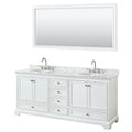 Deborah 80 Inch White Double Vanity Oval Sinks 70 Inch Mirror