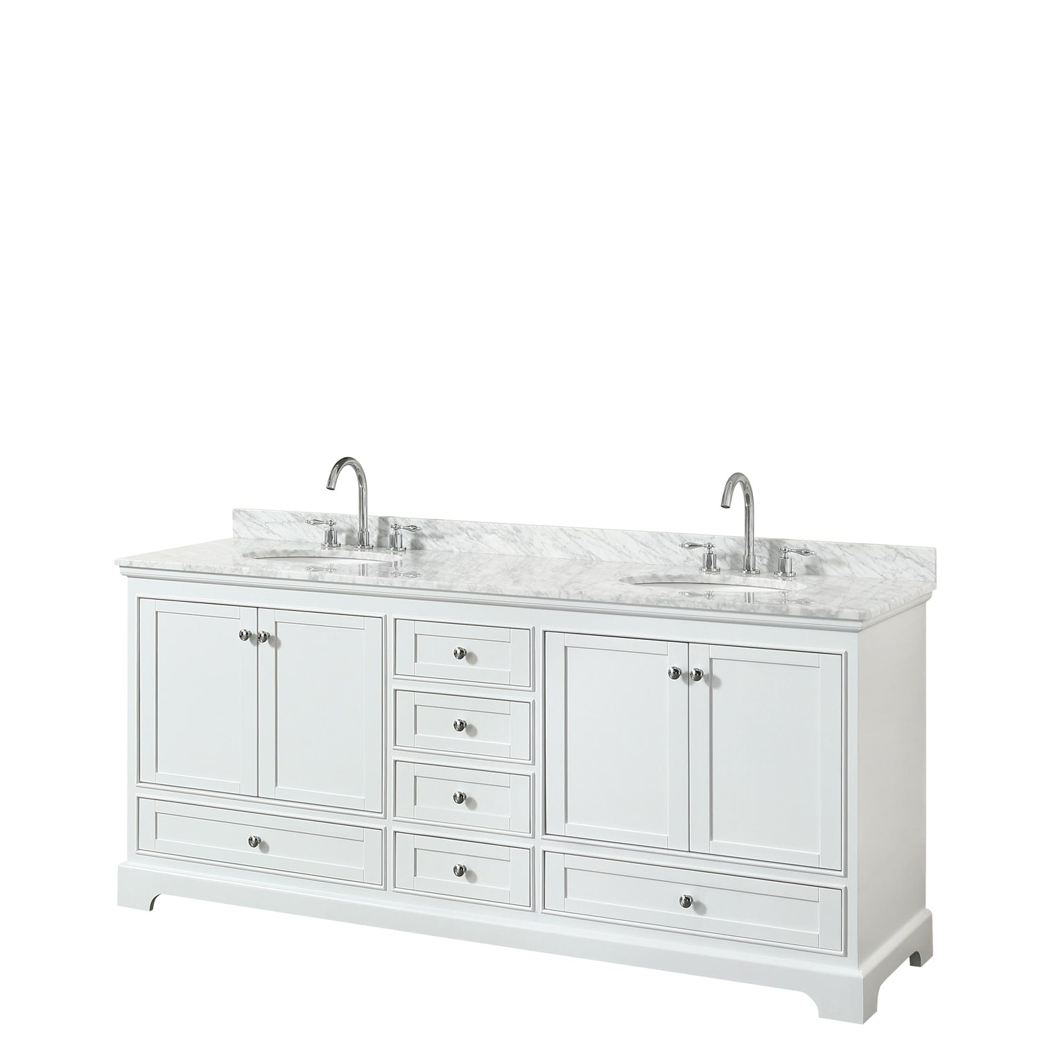 Deborah 80 Inch White Double Vanity Oval Sinks No Mirrors