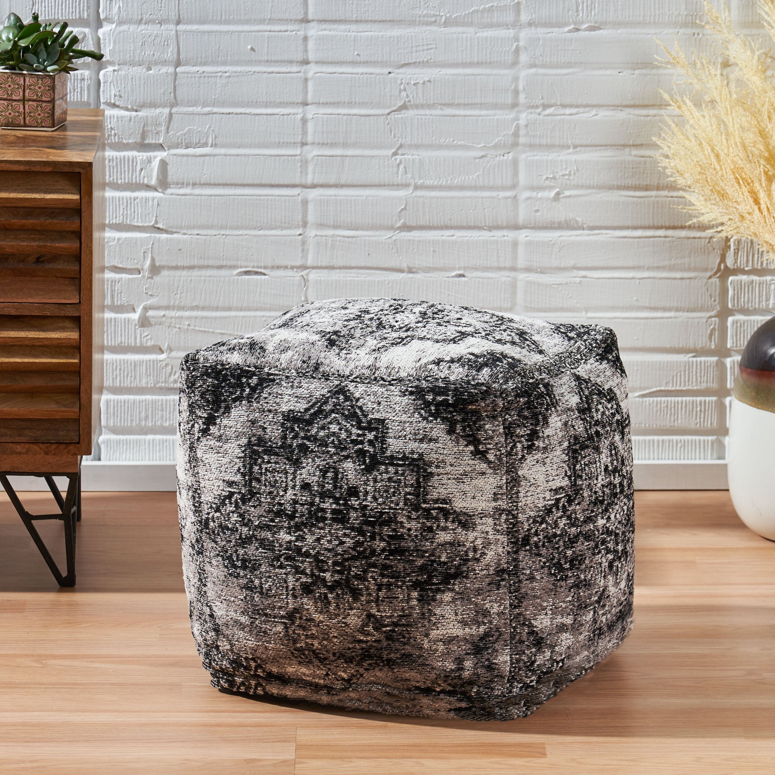 Decker Hand Loomed Boho Fabric Cube Pouf By Christopher Knight Home