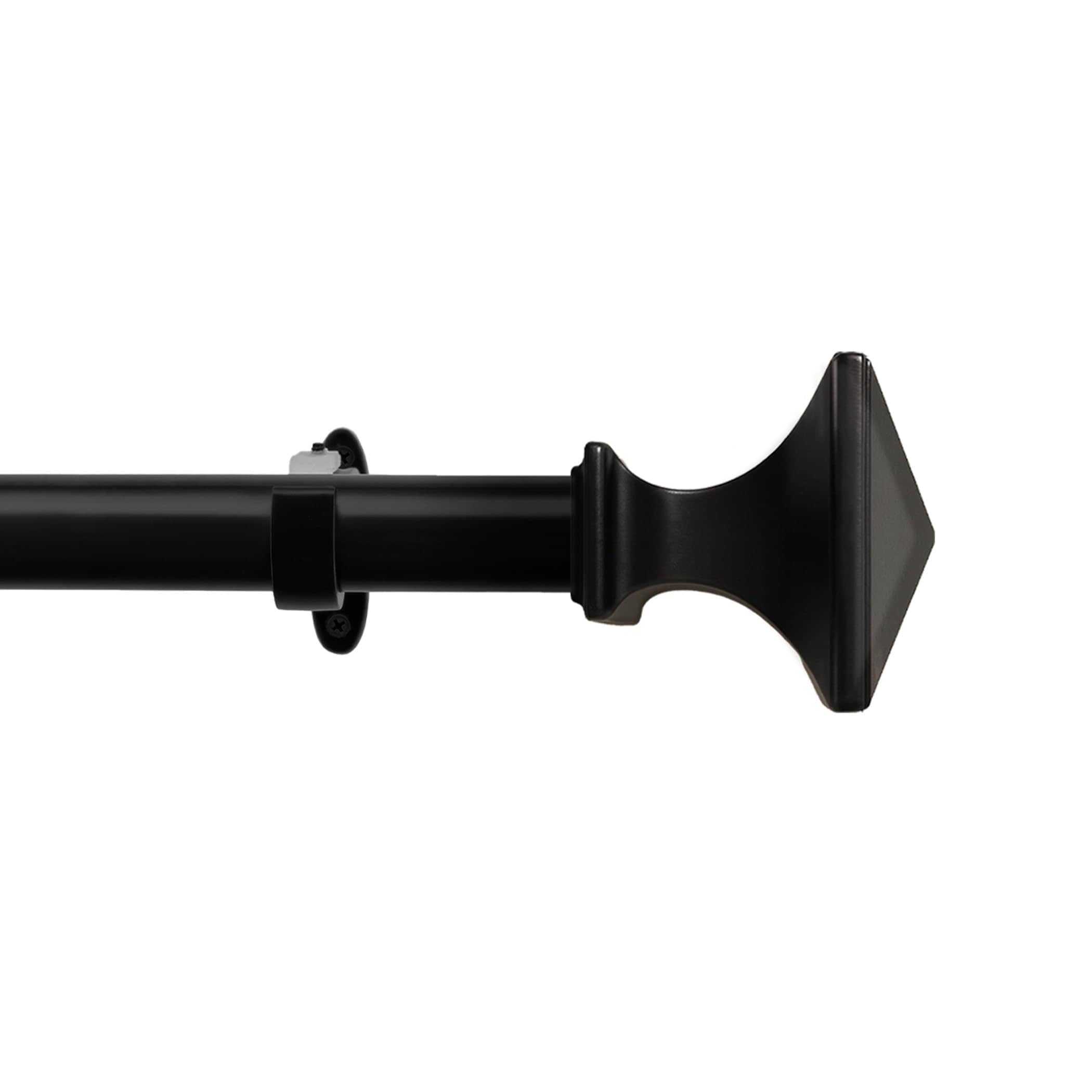 Deco Window 18 44 Inch Adjustable Curtain Rod 3 4 Inch Metal Drapery Rod With French Square Finials Black Matte