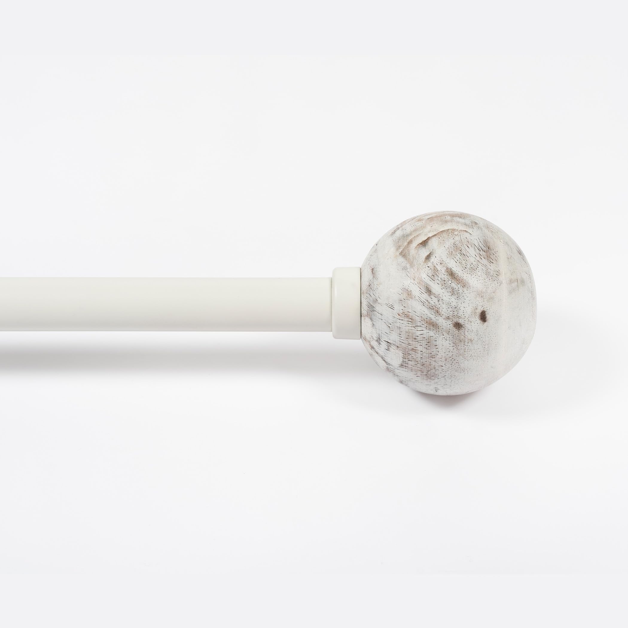 Deco Window 18 44 Inch Adjustable Curtain Rod 3 4 Inch Metal Drapery Rod With Wood Ball Finials Ivory Matte