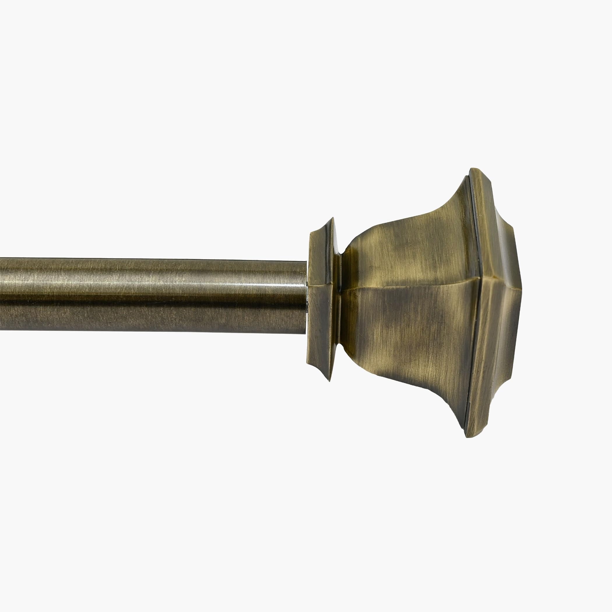 Deco Window 44 120 Inch Adjustable Curtain Rod 1 Inch Metal Drapery Rod With Quatro Finials Antique Brass