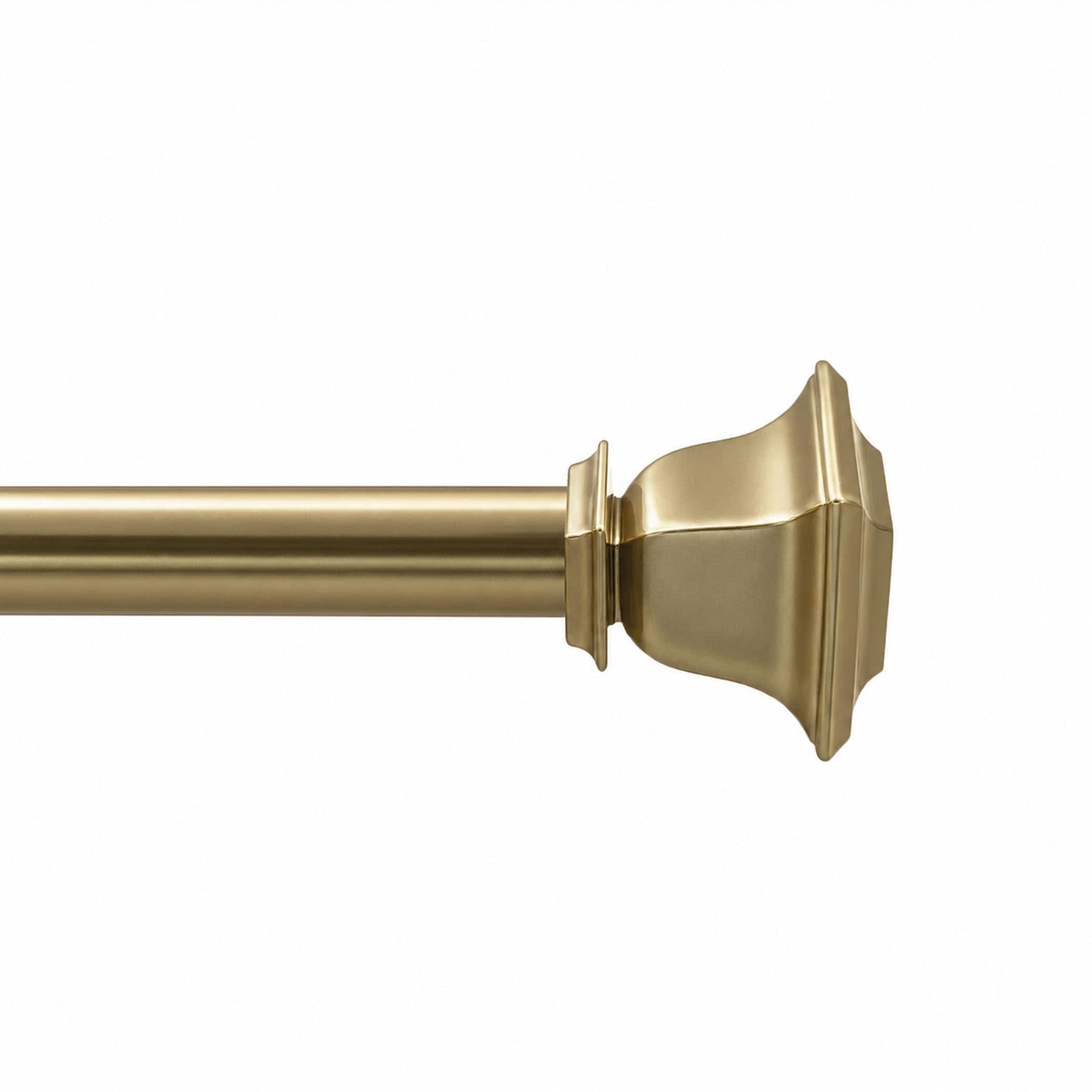 Deco Window 44 120 Inch Adjustable Curtain Rod 1 Inch Metal Drapery Rod With Quatro Finials Warm Gold