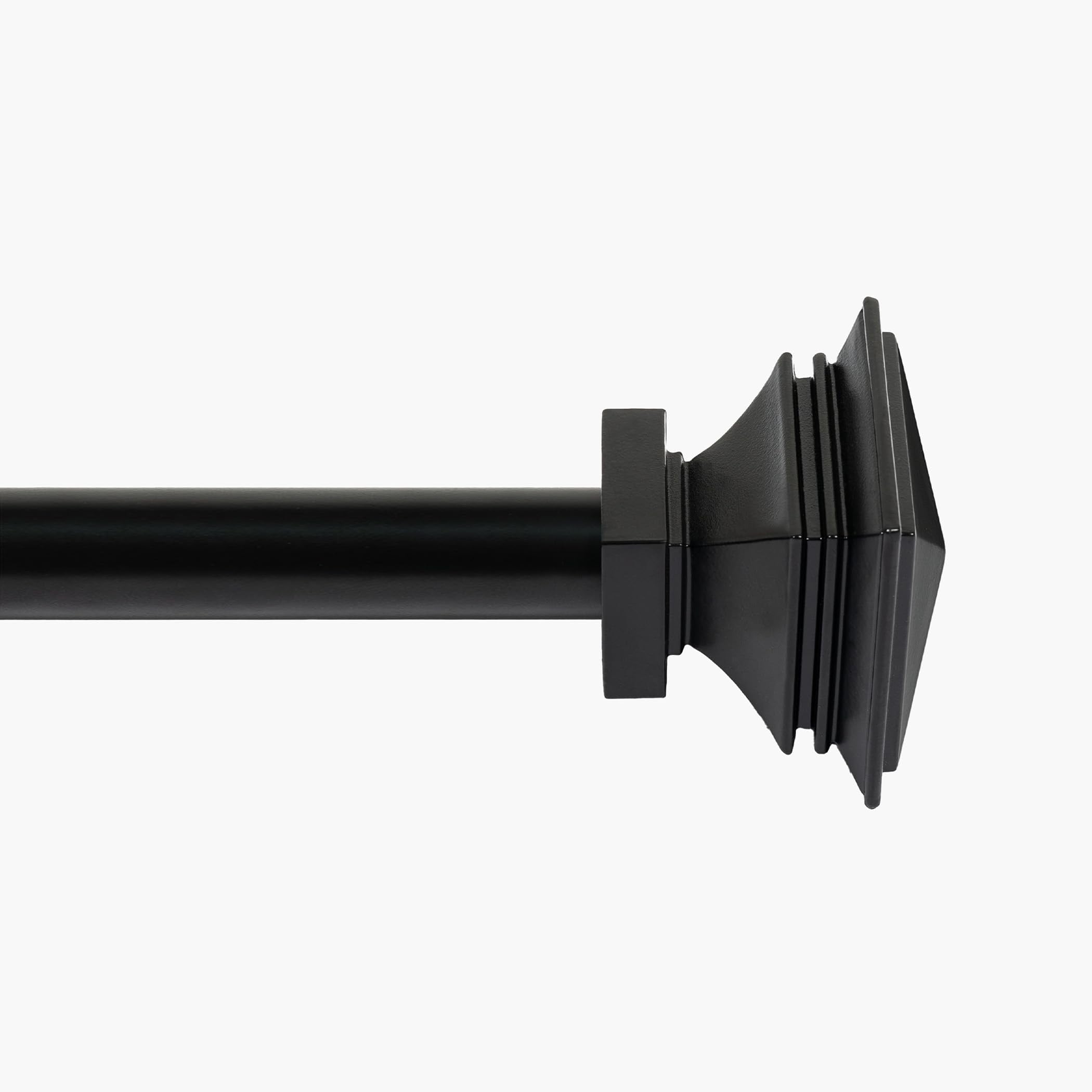 Deco Window 44 120 Inch Adjustable Curtain Rod 1 Inch Metal Drapery Rod With Stacked Square Finials Black Matte