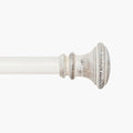 Deco Window 44 120 Inch Adjustable Curtain Rod 1 Inch Metal Drapery Rod With Wood Trumpet Finials Ivory Matte