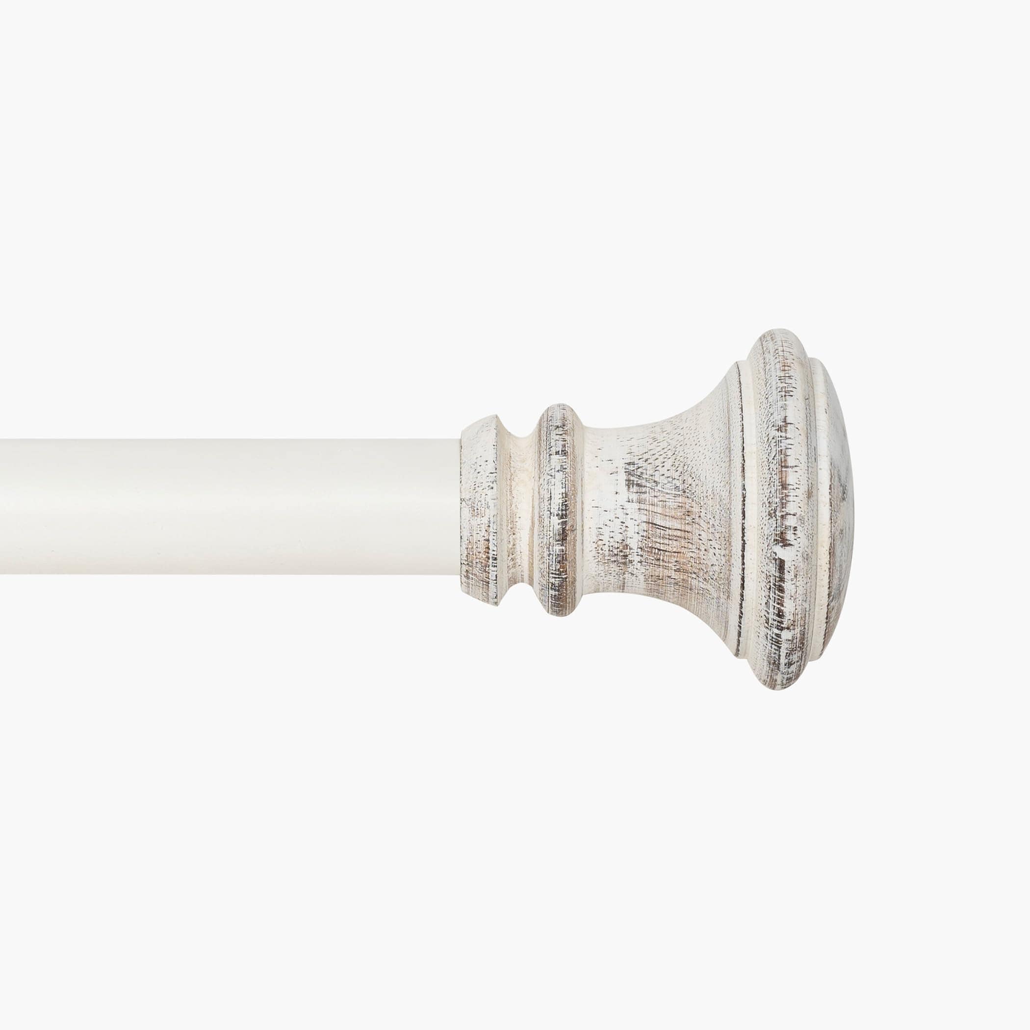Deco Window 44 120 Inch Adjustable Curtain Rod 1 Inch Metal Drapery Rod With Wood Trumpet Finials Ivory Matte