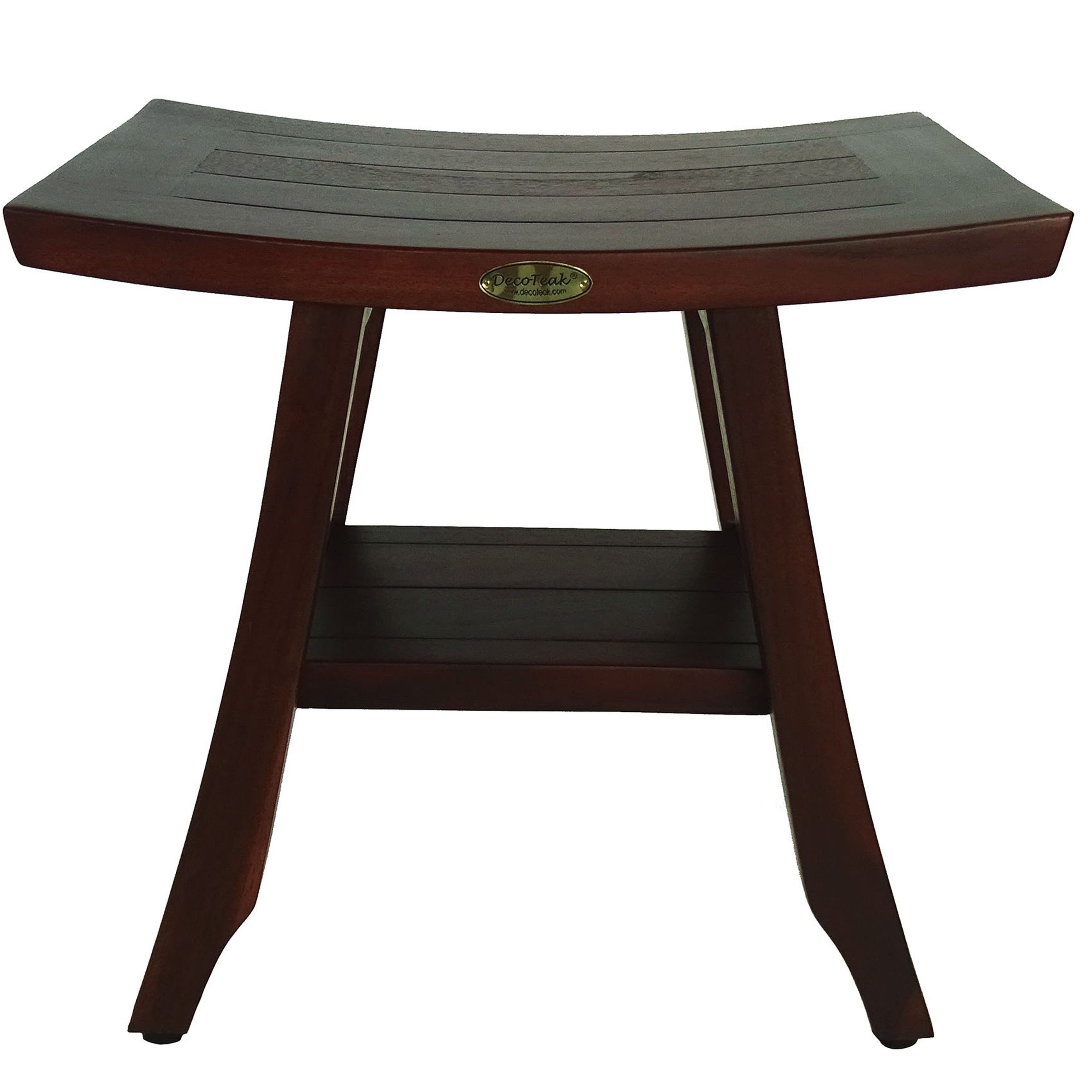 18 Decoteak Satori Teak Shower Bench Stool With Shelf Woodland Brown Finish