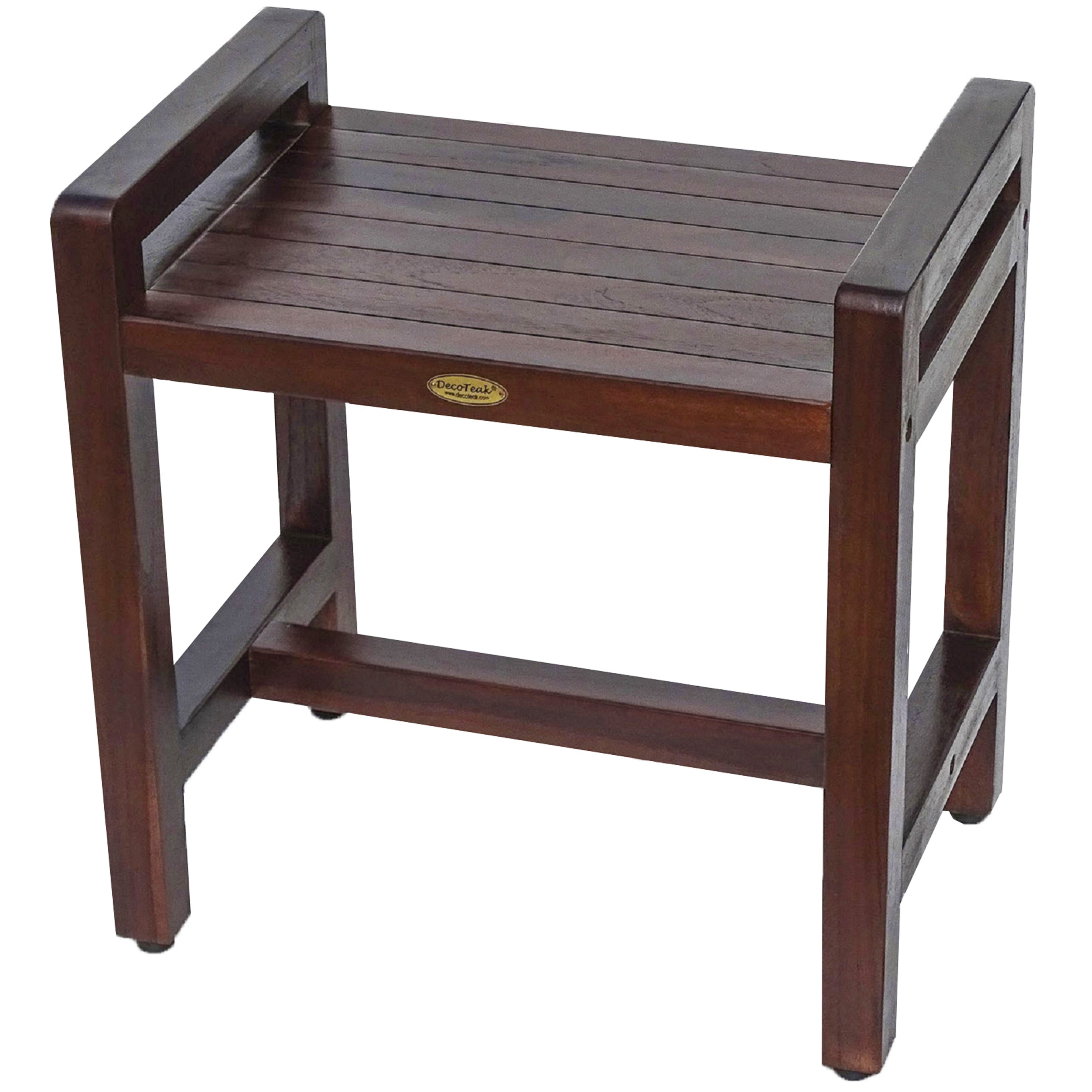 20 Decoteak Eleganto Solid Teak Shower Stool With Liftaide Arms In Woodland Brown Finish