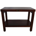 Decoteak Eleganto 24 Teak Shower Bench With Shelf Woodland Brown Finish