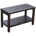 Decoteak 30 Extended Length Eleganto Solid Teak Shower Bench With Organization Storage Shelf In Woodland Brown Finish
