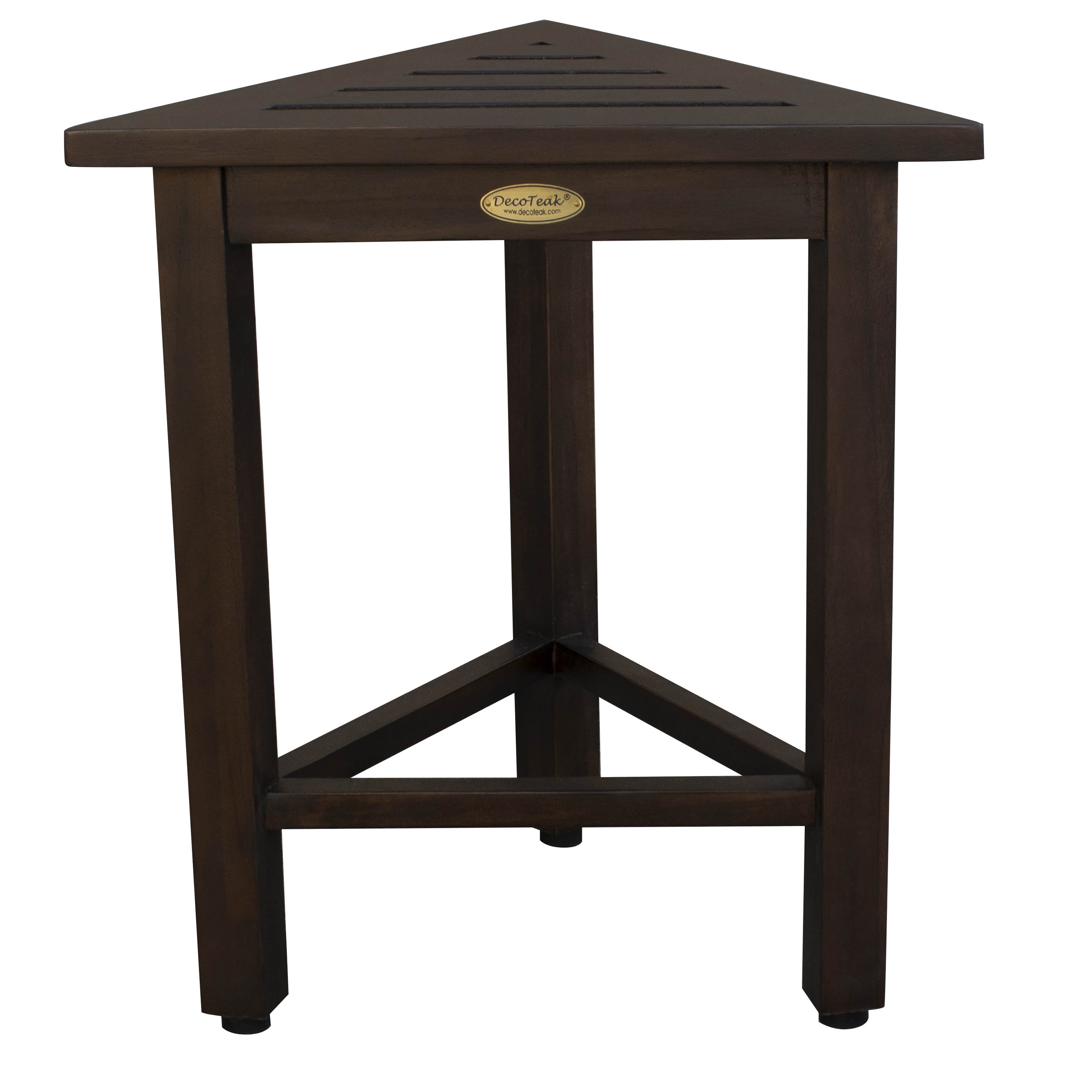 Decoteak Flexicorner Triangular Solid Teak Modular Stool In Woodland Brown Finish