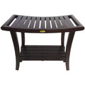 Decoteak Harmony 30 Extended Height Length Teak Shower Bench With Shelf And Liftaide Arms In Woodland Brown Finish