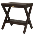 Decoteak Obliquity Solid Teak Shower Bench With Shelf In Woodland Brown Finish
