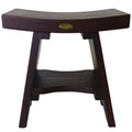 Decoteak Serenity 18 Solid Teak Shower Bench Stool With Shelf In Woodland Brown Finish