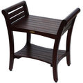 Decoteak Symmetry 24 Contemporary Teak Shower Bench With Shelf And Liftaide Arms In Woodland Brown Finish