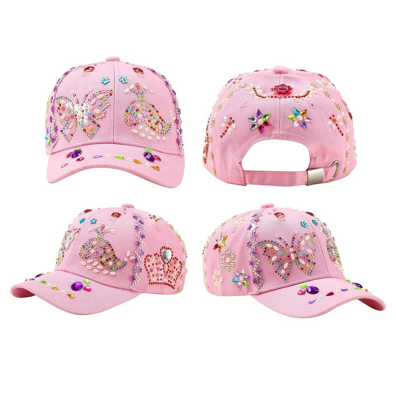 Decorate Your Own Baseball Cap With 7 Sheets Gems Stickers Pink