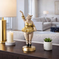 Decorative Ballerina Resin Hippo Figurine With Base 16 Gold Gray 15.75