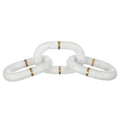 Decorative Chain Link Sculpture Gold Inlay 14 Inch White Marble