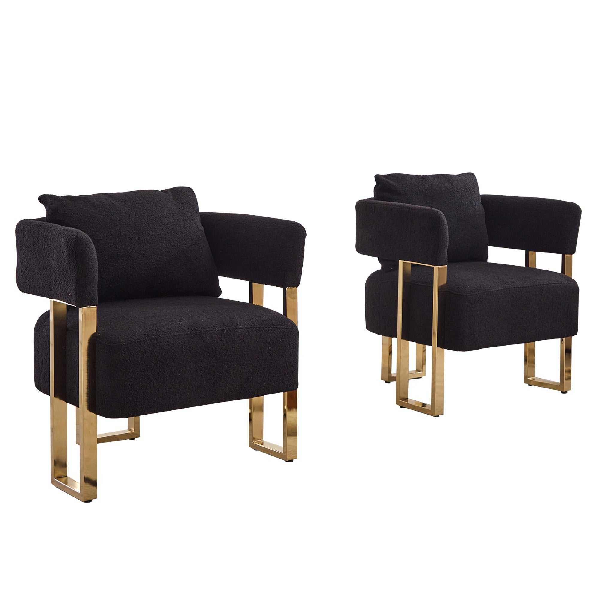 Decorative Chair Side Chair Black Gold Padded Chair With Metal Legs Reading Chair Vanity Chair For Living Room