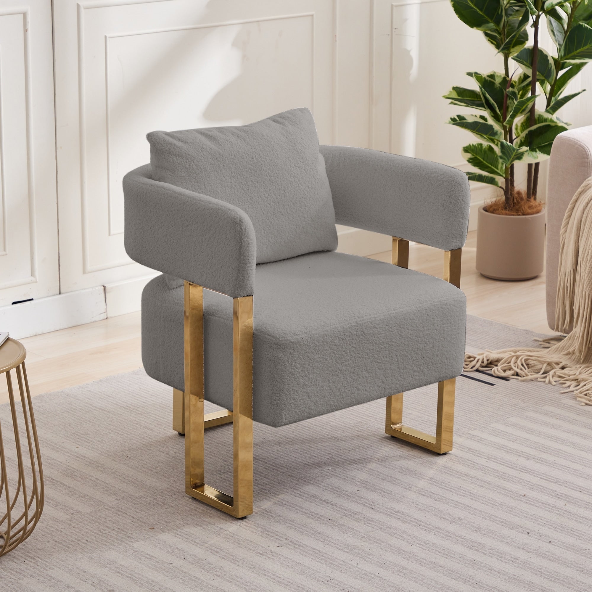 Decorative Chair Side Chair Grey Padded Chair With Metal Legs Reading Chair Vanity Chair For Living Room