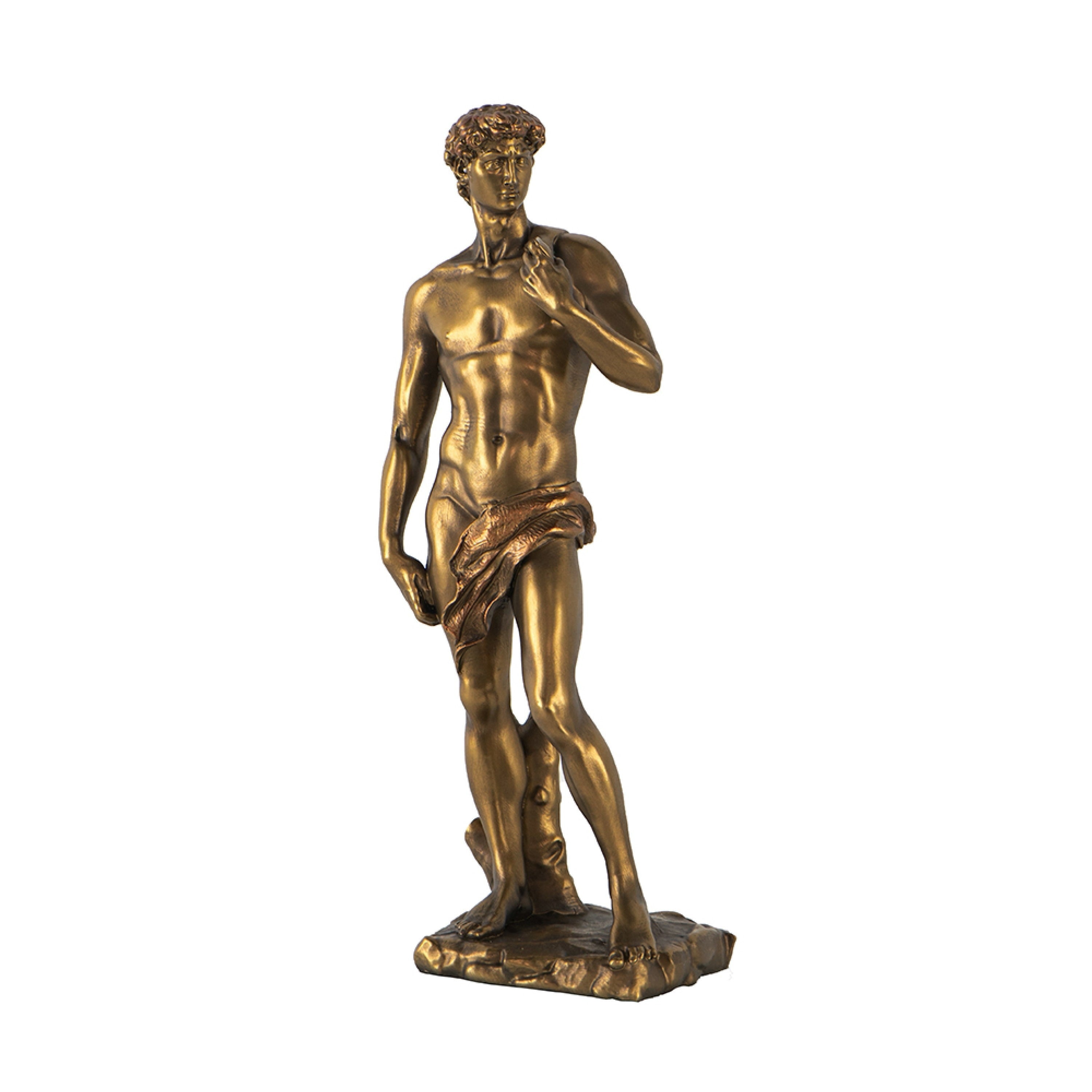 Decorative Classic David Statuette 14 Inch Tabletop Antique Gold Polyresin