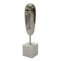 Decorative Face Sculpture 13 Inch Silver Contemporary White Marble