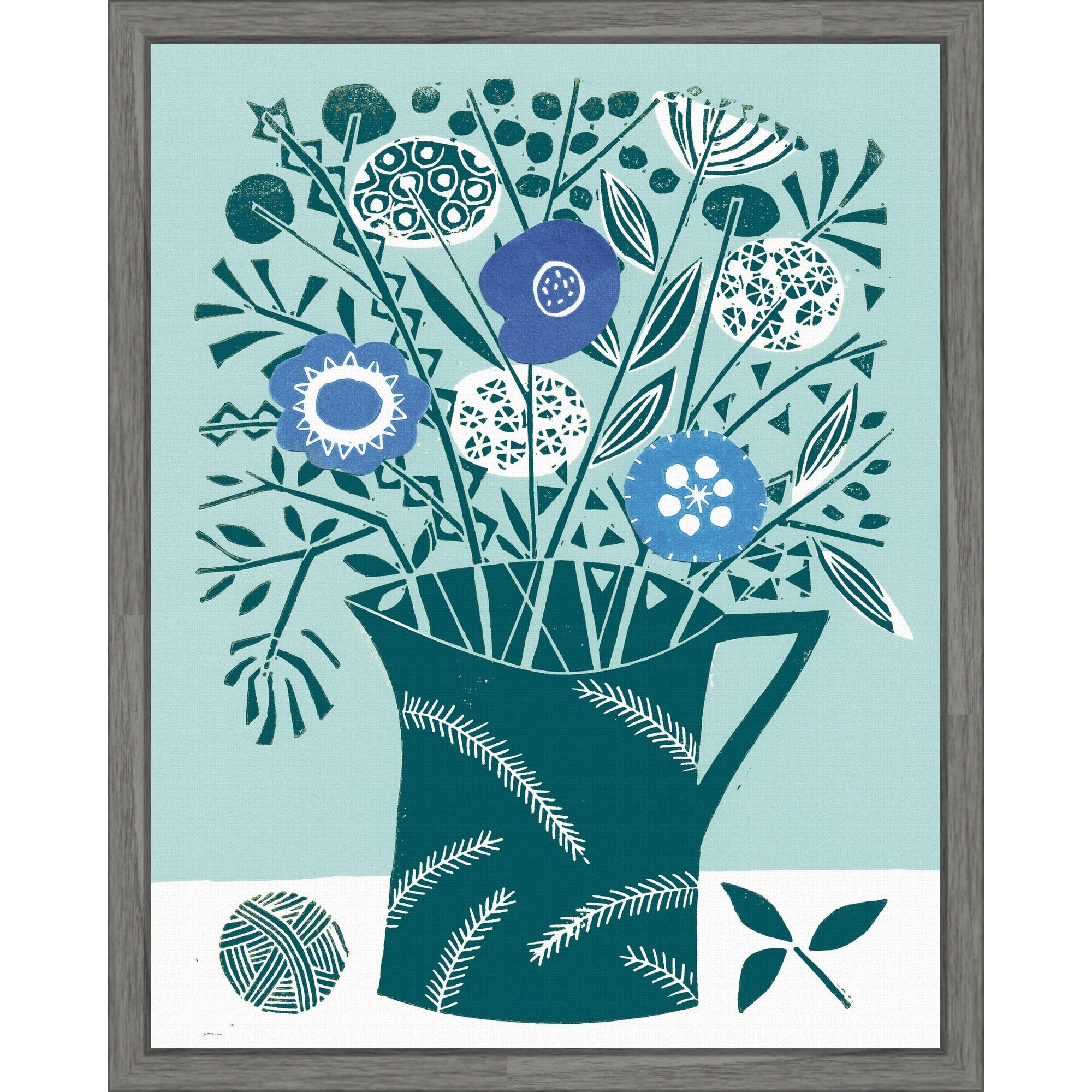 Decorative Flower Pot By Giuliana Lazzerini Framed Canvas Wall Art Print