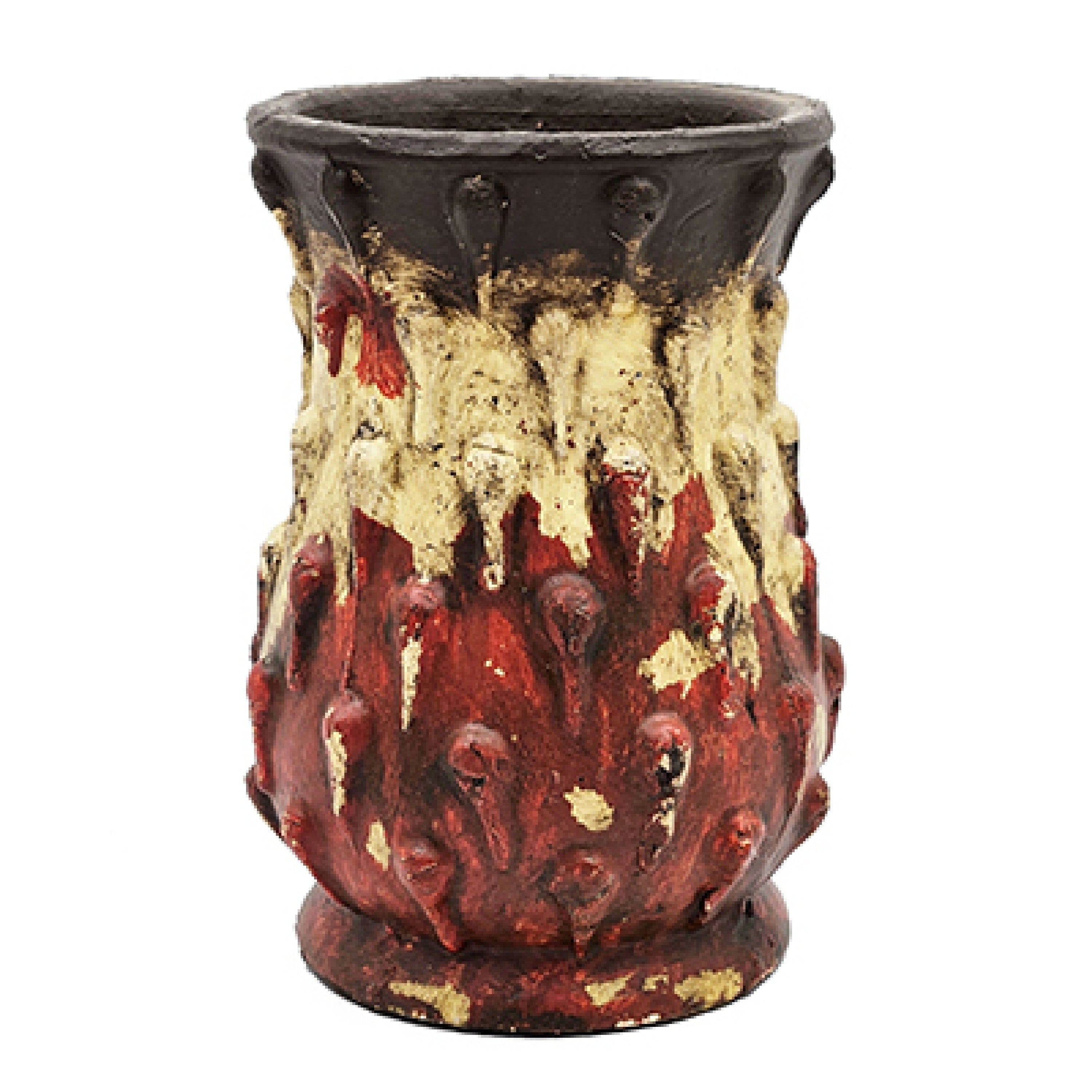 Decorative Flower Vase 10 Inch Textured Red Cream And Brown Terracotta