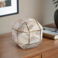 Decorative Geometric Marble Orb Sculpture Ivory Tan