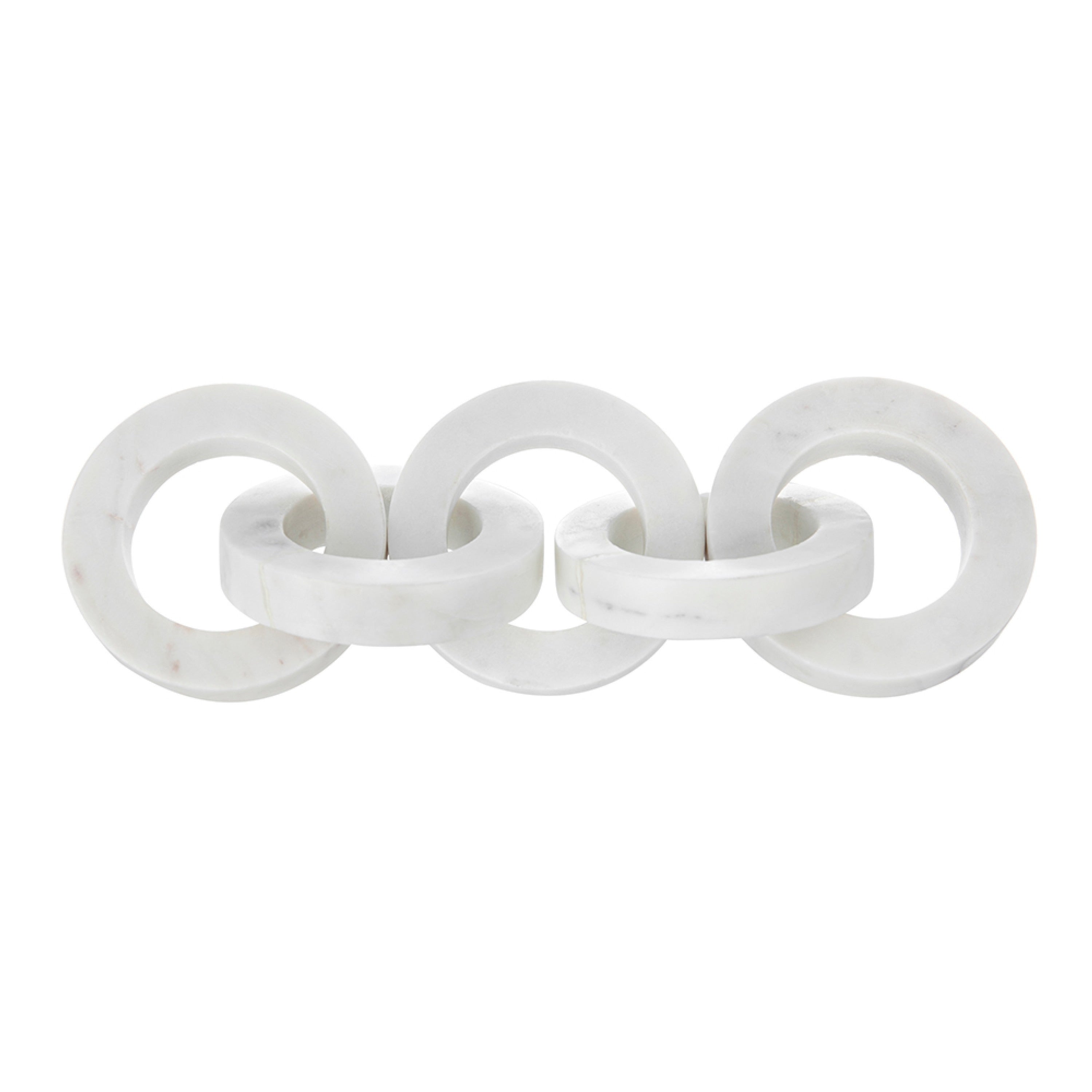 Decorative Interlinked Chain Sculpture 18 Inch Solid White Marble