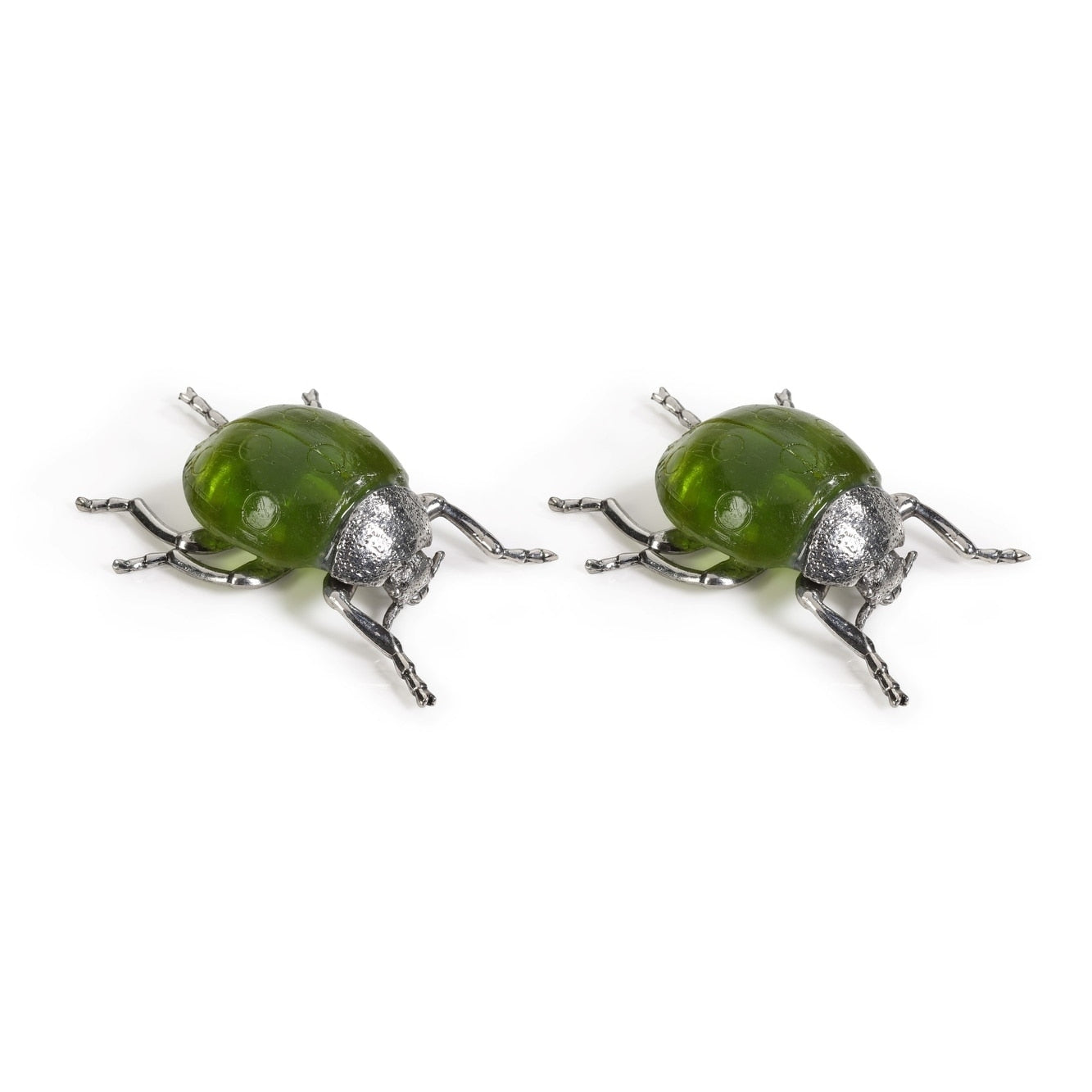 Decorative Ladybug Figurine Green Set Of 2