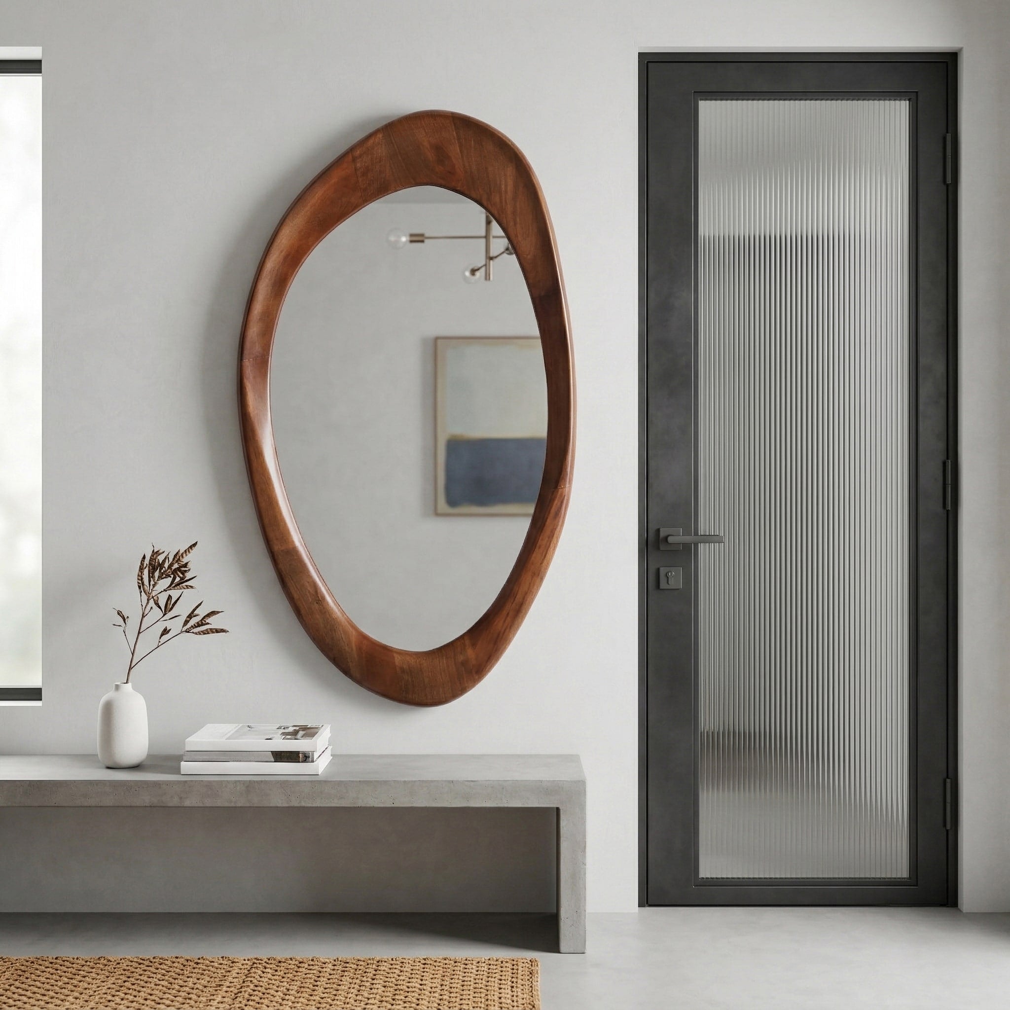 Decorative Oval Wooden Wall Mirror 62.5