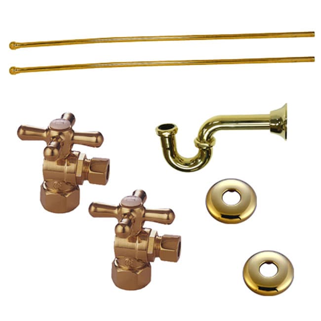Decorative Polished Brass Plumbing Supply Kit Drain Shut Off Valves And Supply Lines