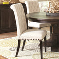 Decorative Rolled Back Button Tufted Chairs With Nailhead Trim Set Of 2