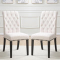 Decorative Rolled Back Button Tufted Chairs With Nailhead Trim Set Of 2